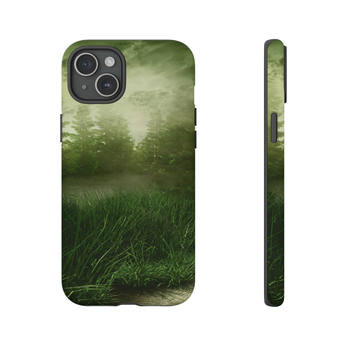 Foggy Green Landscape - Protective Phone Case