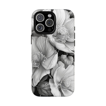 Monochrome Petal Dance iPhone 16 - Tough+