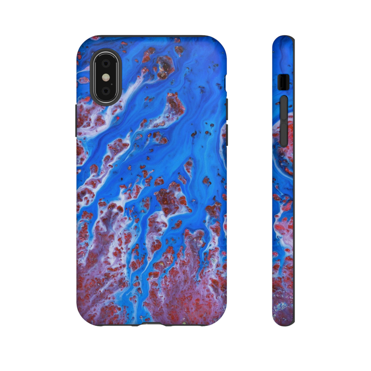 Bright Blue Ink Art iPhone Case (Protective) iPhone X Matte Phone Case