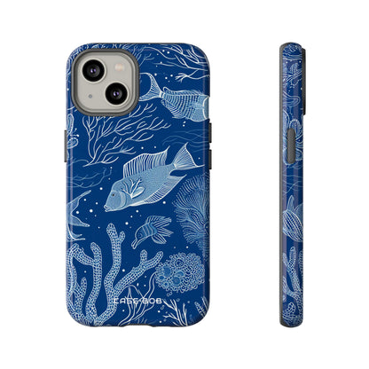 Navy Scale Reef iPhone 14 Case - Tough
