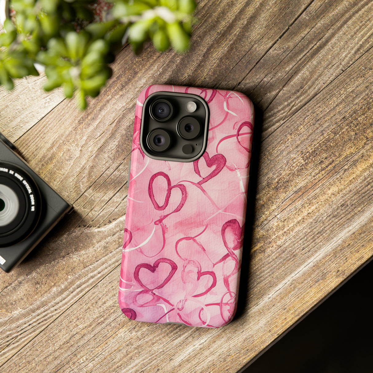 Intertwined Hearts & Cupid - Protective Phone Case