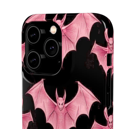 Gothic Pink Bats Aflame iPhone 14 - Slim Phone Case