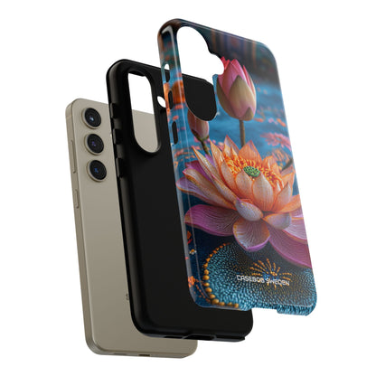 Vibrant Lotus Embroidery - Tough Samsung S24 Phone Case