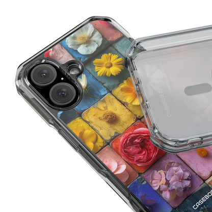 Vibrant Floral Tiles - Clear Impact iPhone 16 Phone Case