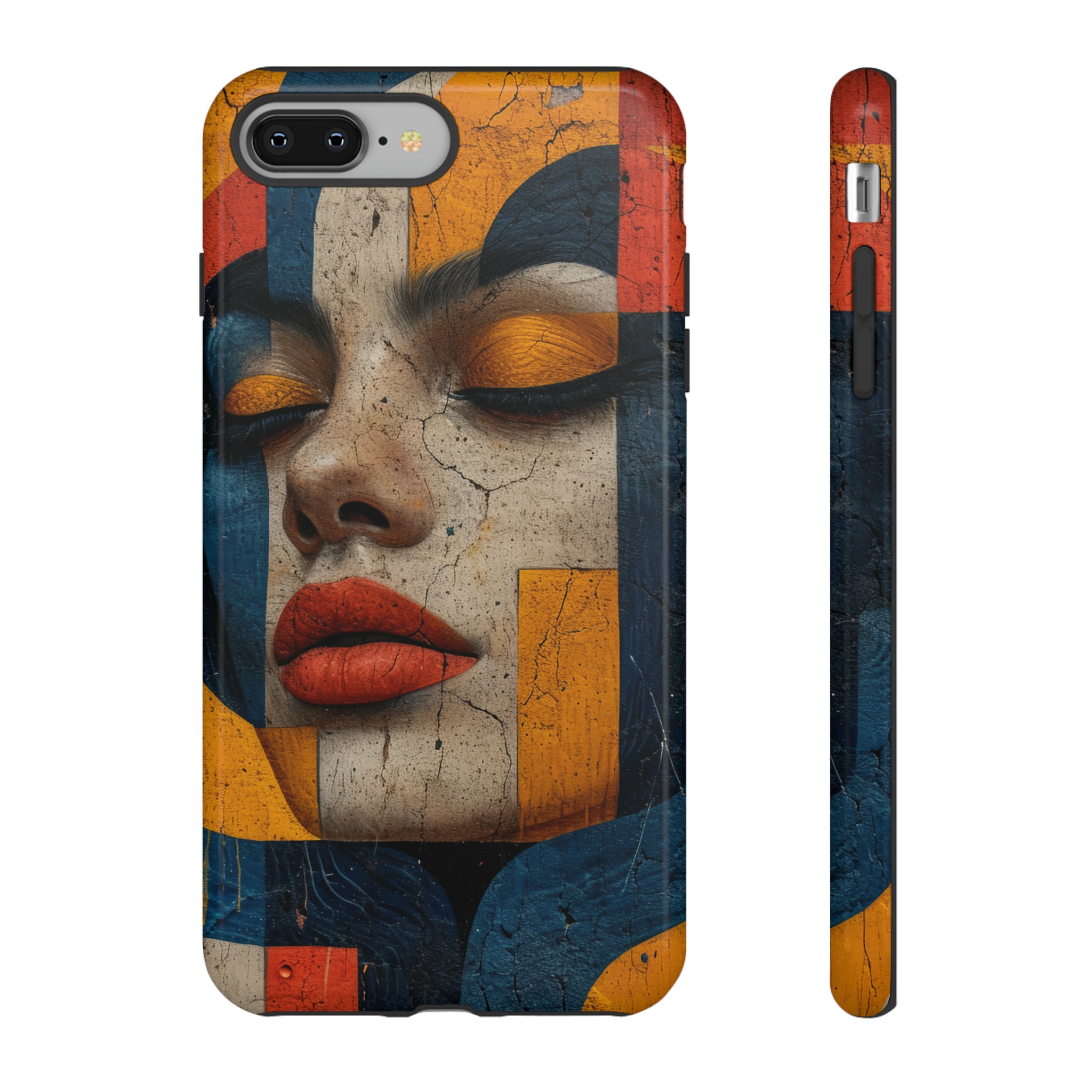 Blue Lady's Geometric Elegance - Protective Phone Case