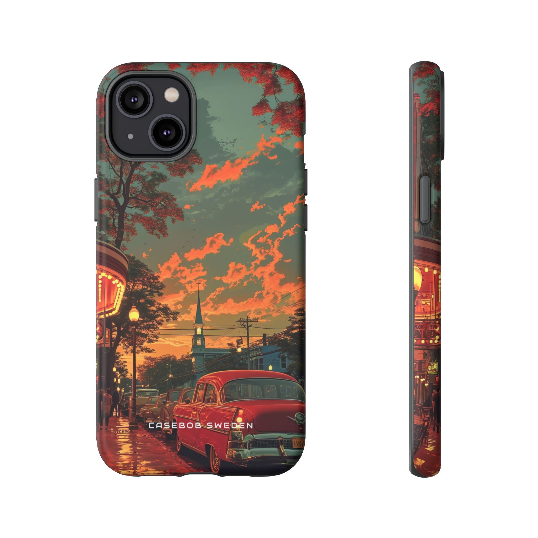 Mid-Century Nostalgia Streetscape iPhone 14 - Tough Phone Case