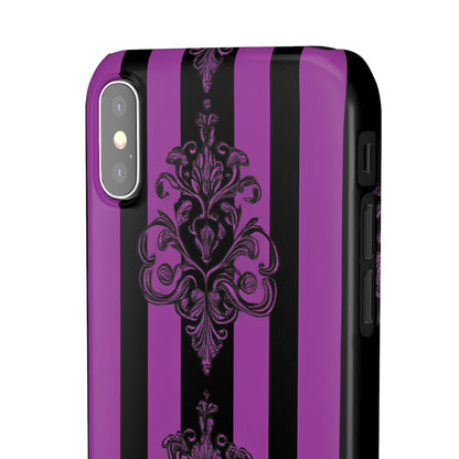 Gothic Elegance with Vertical Stripes and Ornamental Motifs  iPhone X - Slim Phone Case