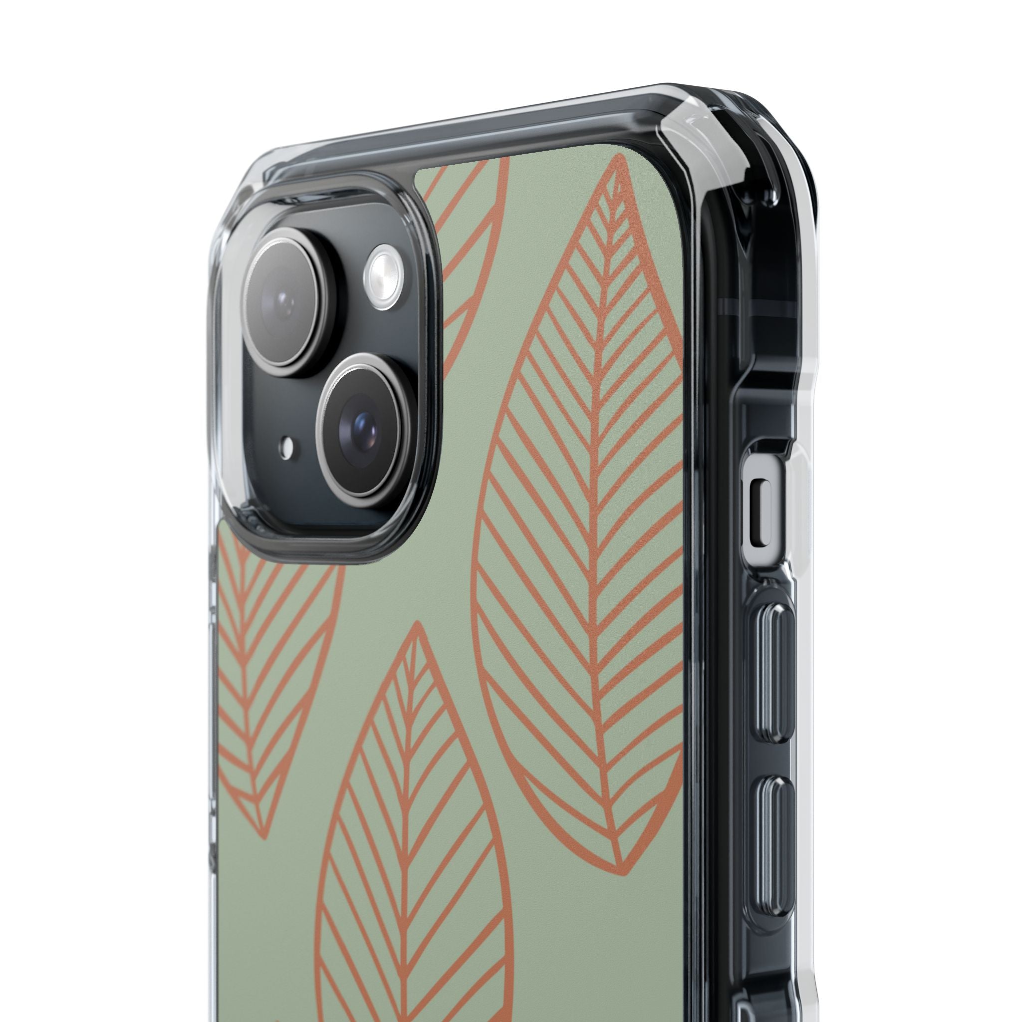 Mint and Orange Leaves iPhone Case - Impact