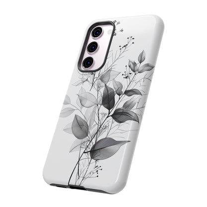Veined Leaves Gray Samsung S23 Plus Case - Tough