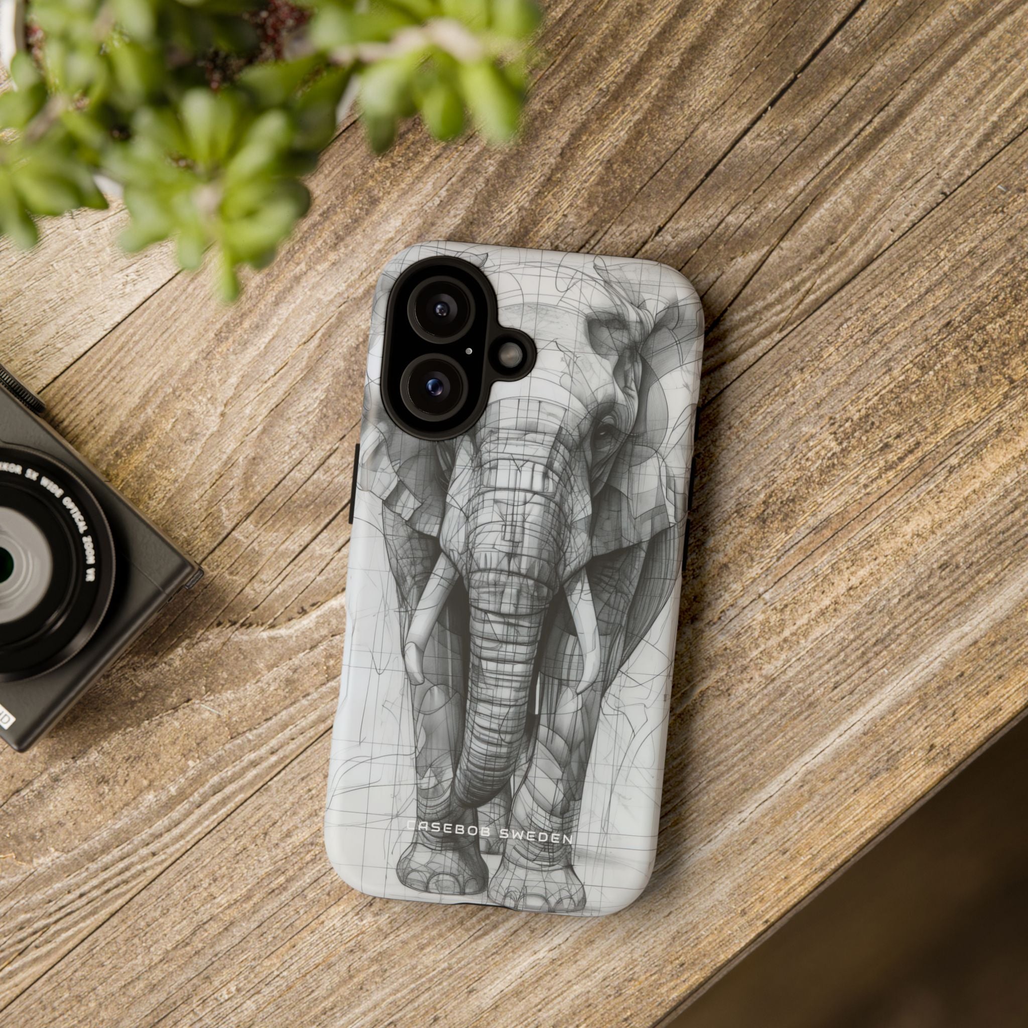 Elephant Line Geometry iPhone 16 - Tough Phone Case