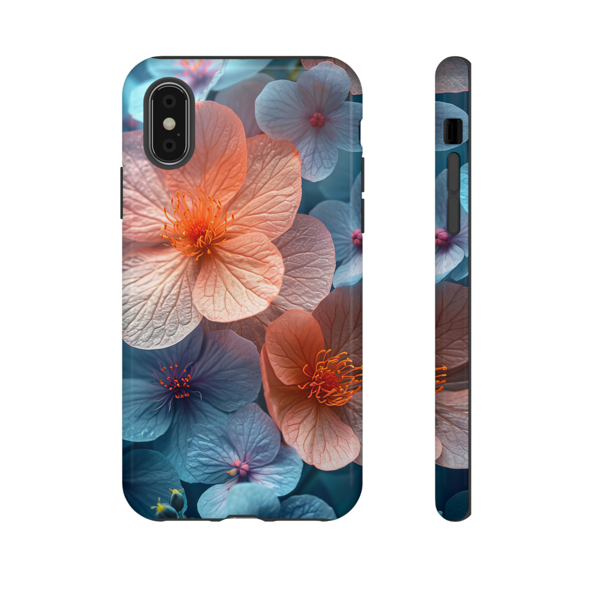 Hellblaue Floral Serenity - Schutzhülle fürs Handy