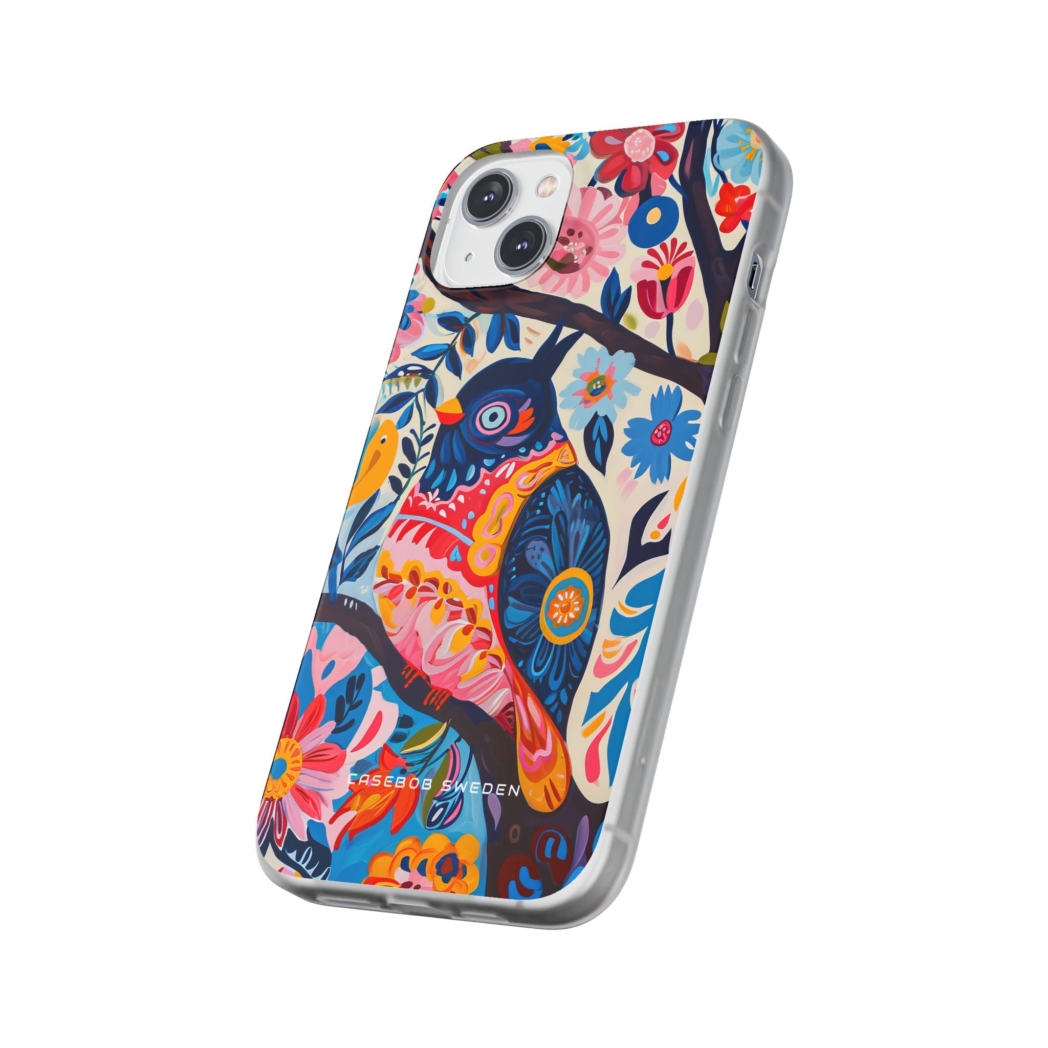 Whimsical Vintage Owl with Floral Charm iPhone 14 - Flexi Phone Case