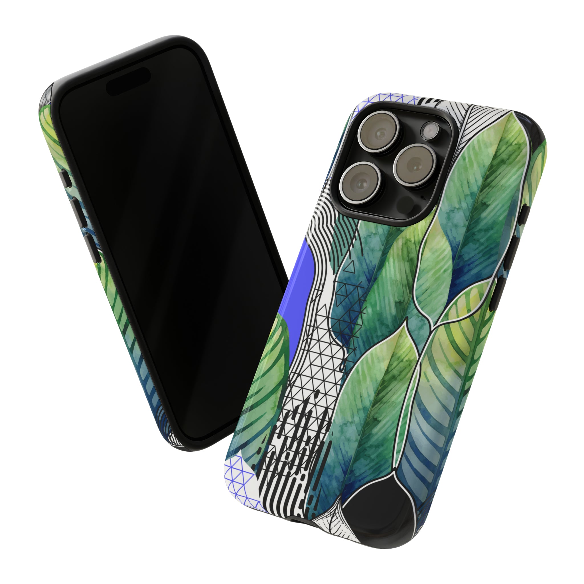 Watercolor Green Leafs - Protective Phone Case