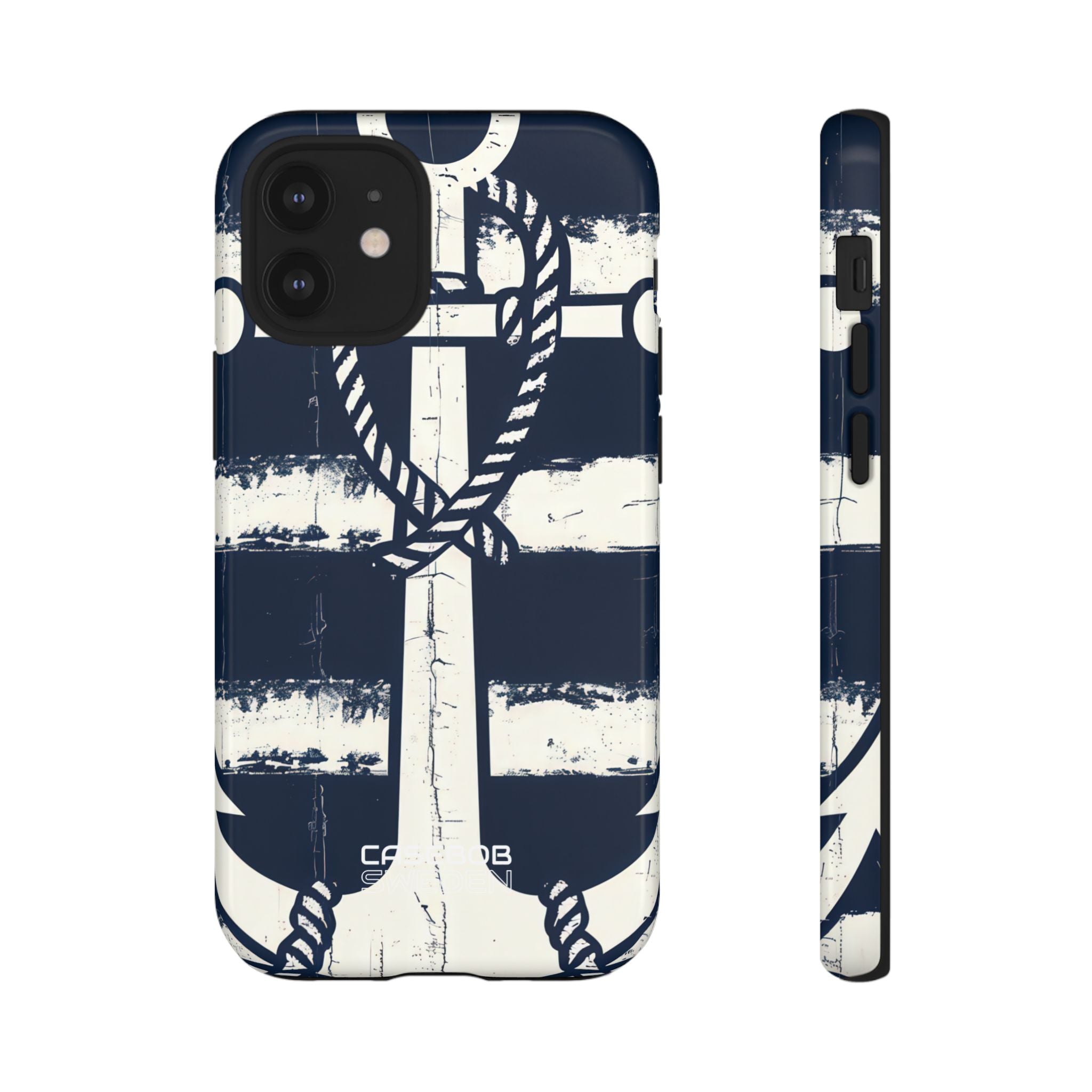 Navy Anchor Stripes iPhone 12 - Tough