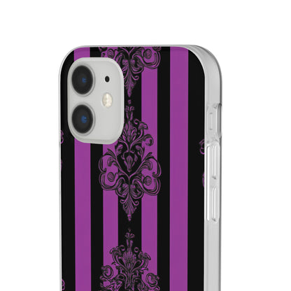 Gotische Eleganz mit vertikalen Streifen und Ornamentmotiven iPhone 12 - Flexi-Telefonhülle