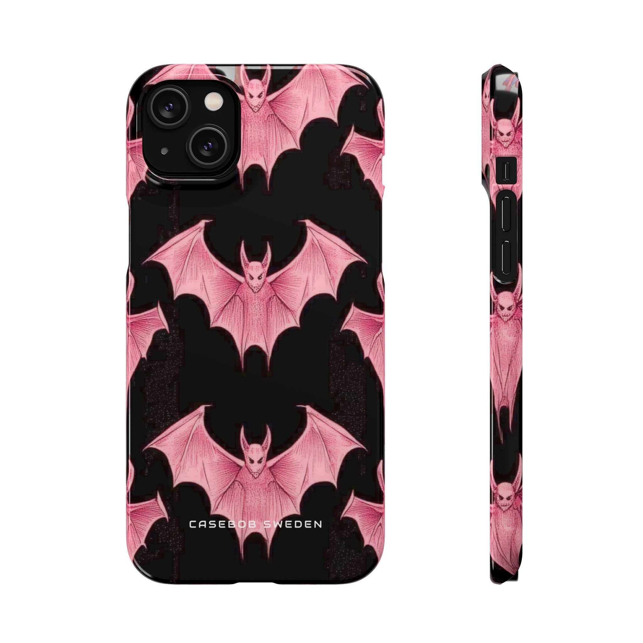 Gothic Pink Bats Aflame iPhone 14 - Slim Phone Case