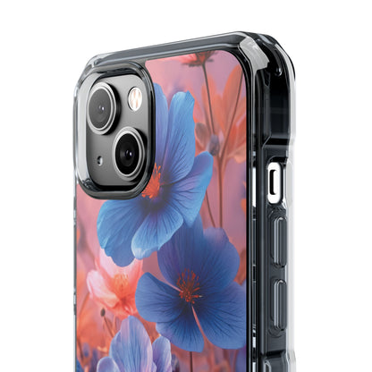 Harmonious Blooming Blues and Pinks iPhone 14 - Clear Impact Phone Case