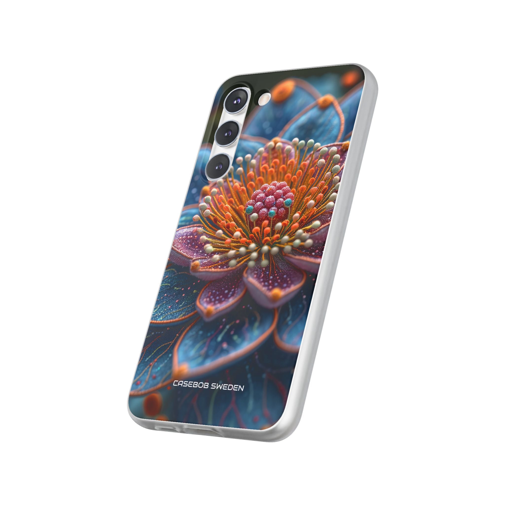 Blue-Orange Floral Swirl - Flexi Samsung S23 Phone Case