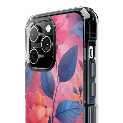 Pink Blue Floral - Clear Impact iPhone 14 Phone Case