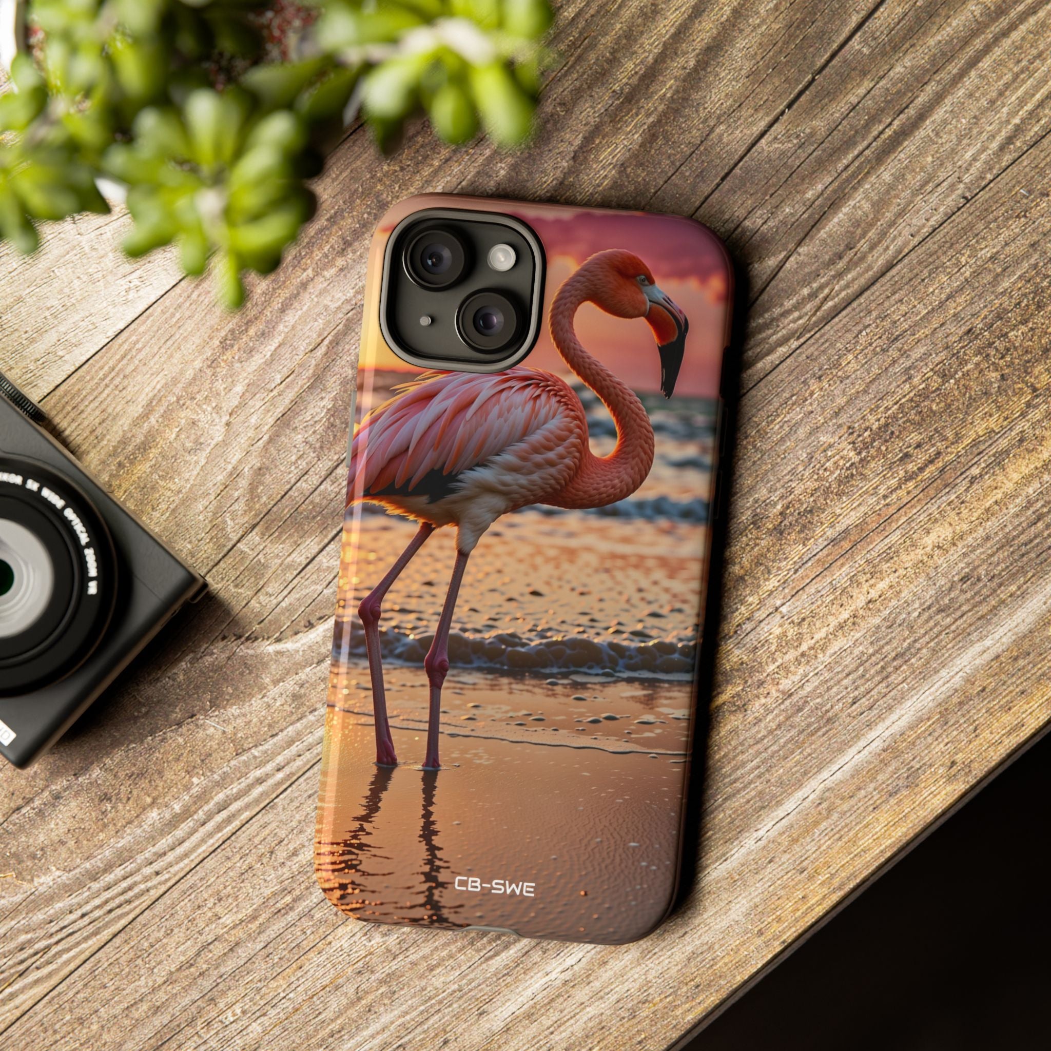 Sunset Flamingo Stand - iPhone Case