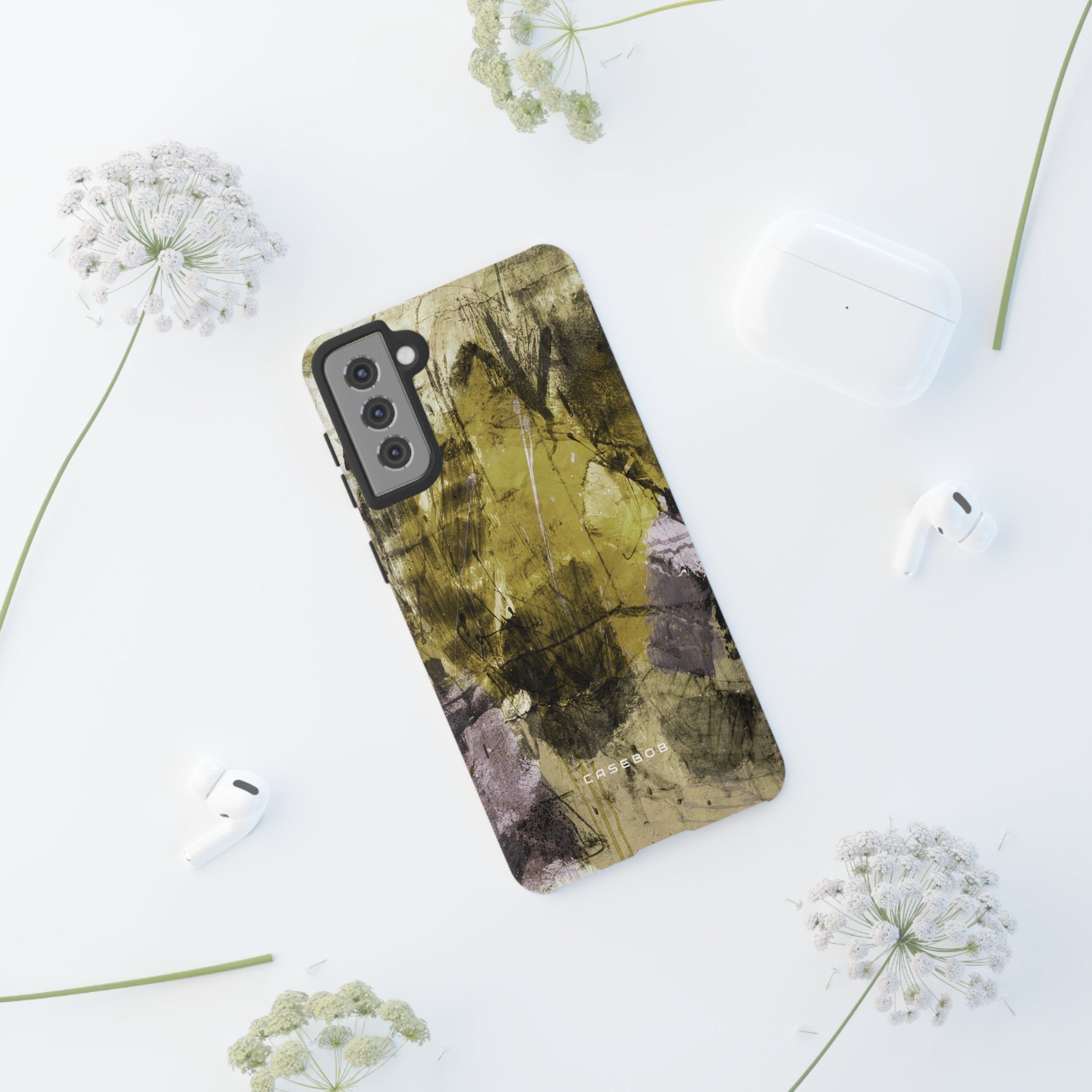 Yellow Grunge Art Phone Case - Protective Phone Case