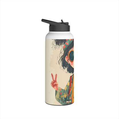 Peace Pigtails - Stainless Steel Water Bottle