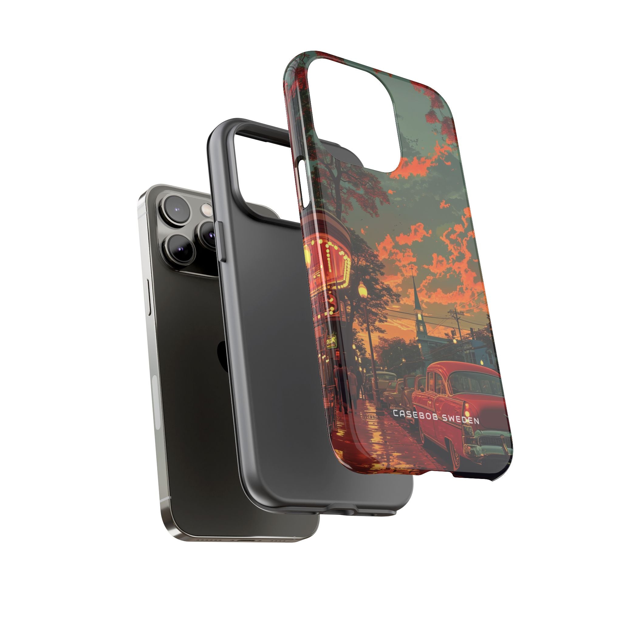 Mid-Century Nostalgia Streetscape iPhone 14 - Tough Phone Case