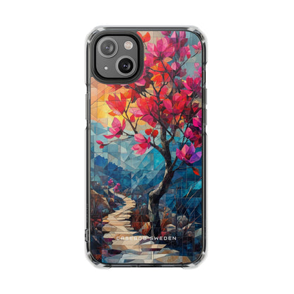 Vibrant Geometric Tree Landscape iPhone 14 - Clear Impact Phone Case