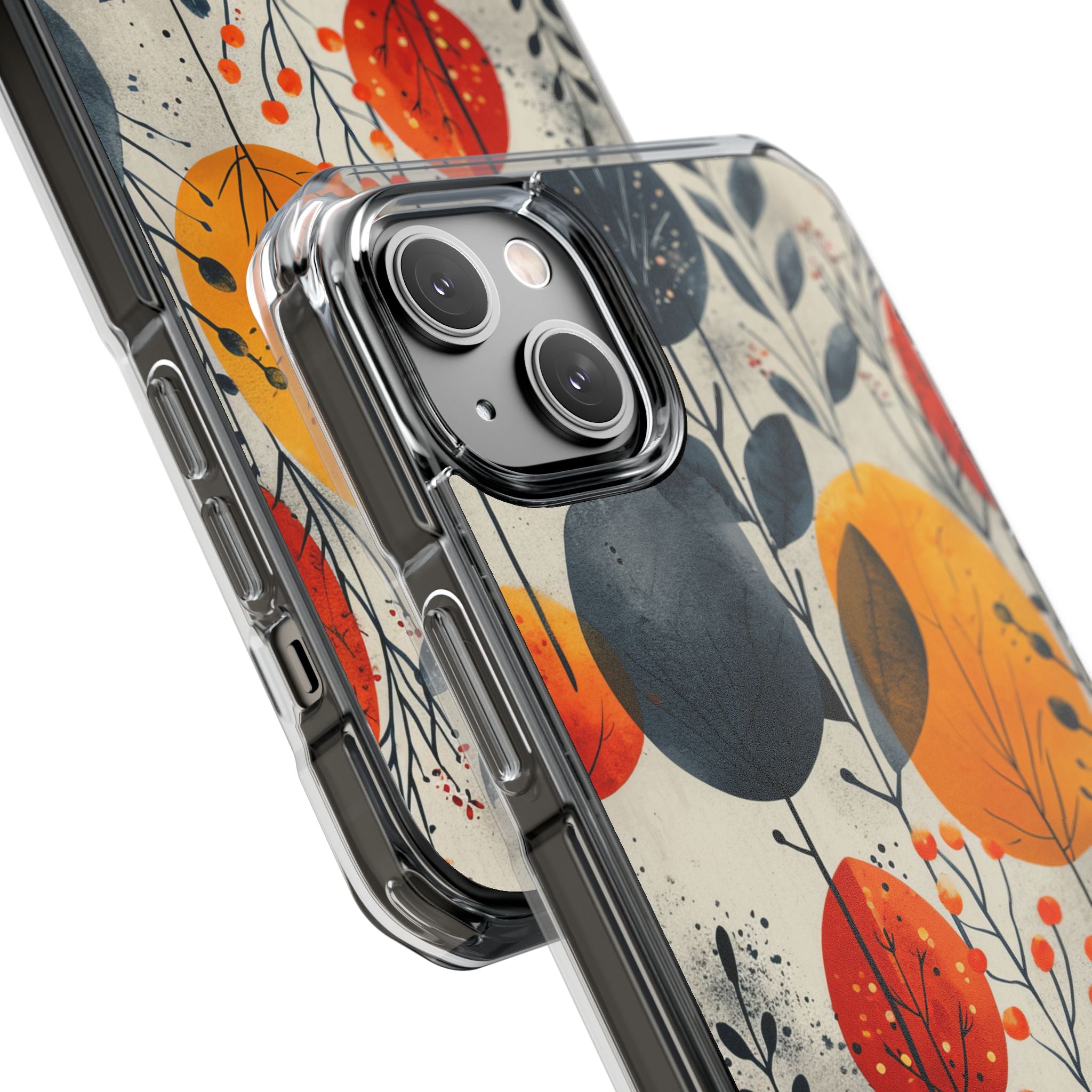 Modern Autumn Leaf Pattern - Clear Impact iPhone 14 Phone Case