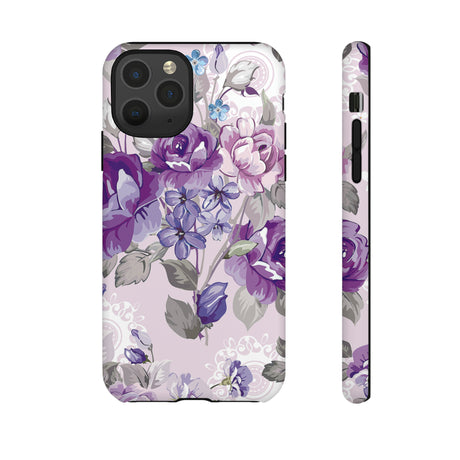 Beautiful vintage purple flower iPhone case (Protective) - Protective Phone Case