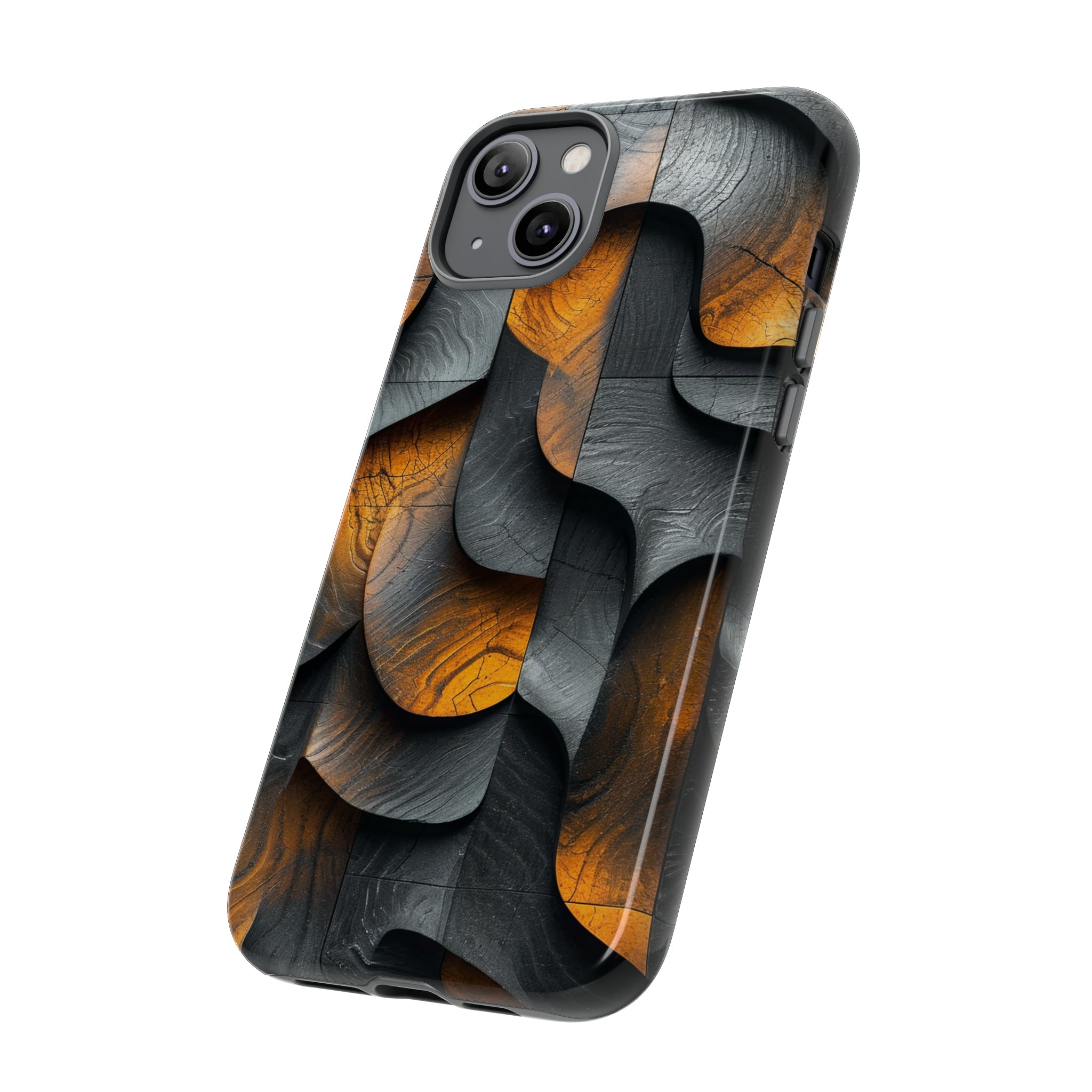 Grey Fire Orange Geometry - Protective Phone Case