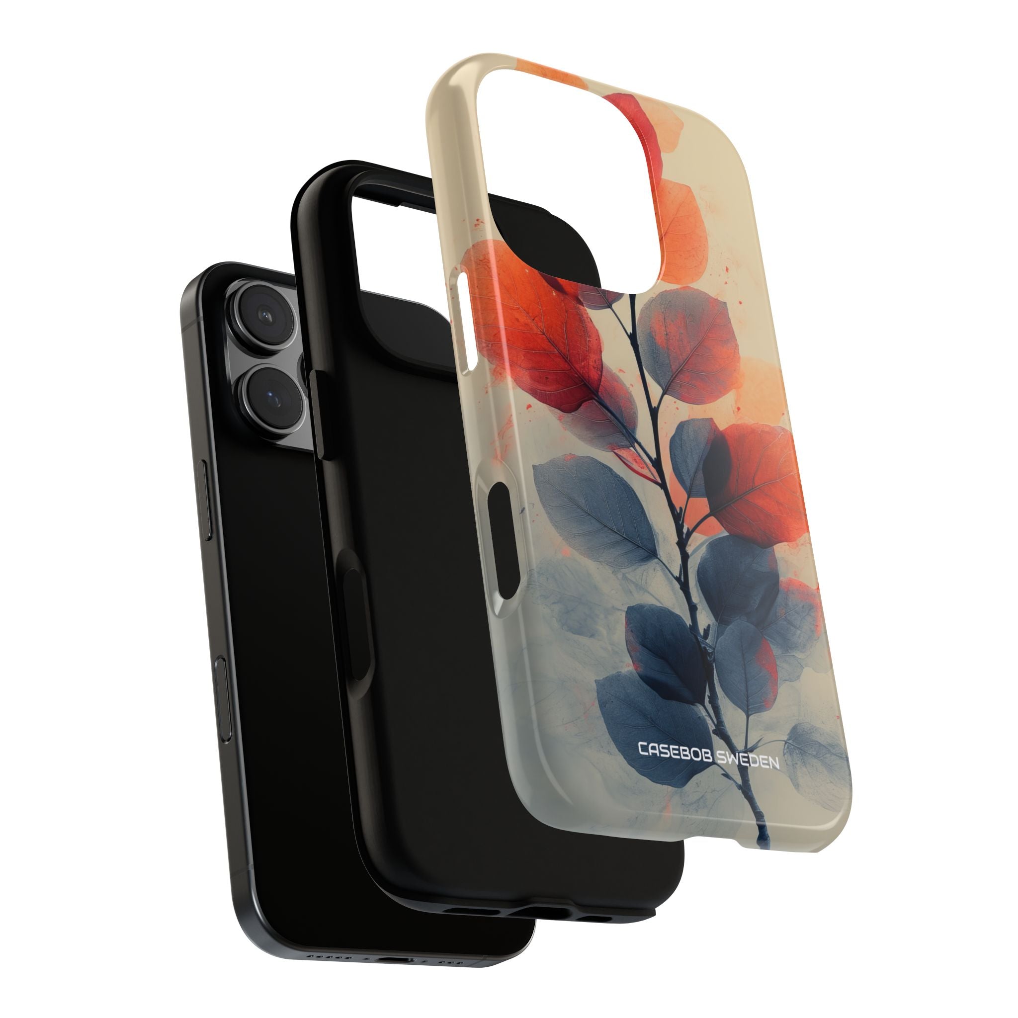 Orange Gray Leaves - Tough iPhone 16 Phone Case