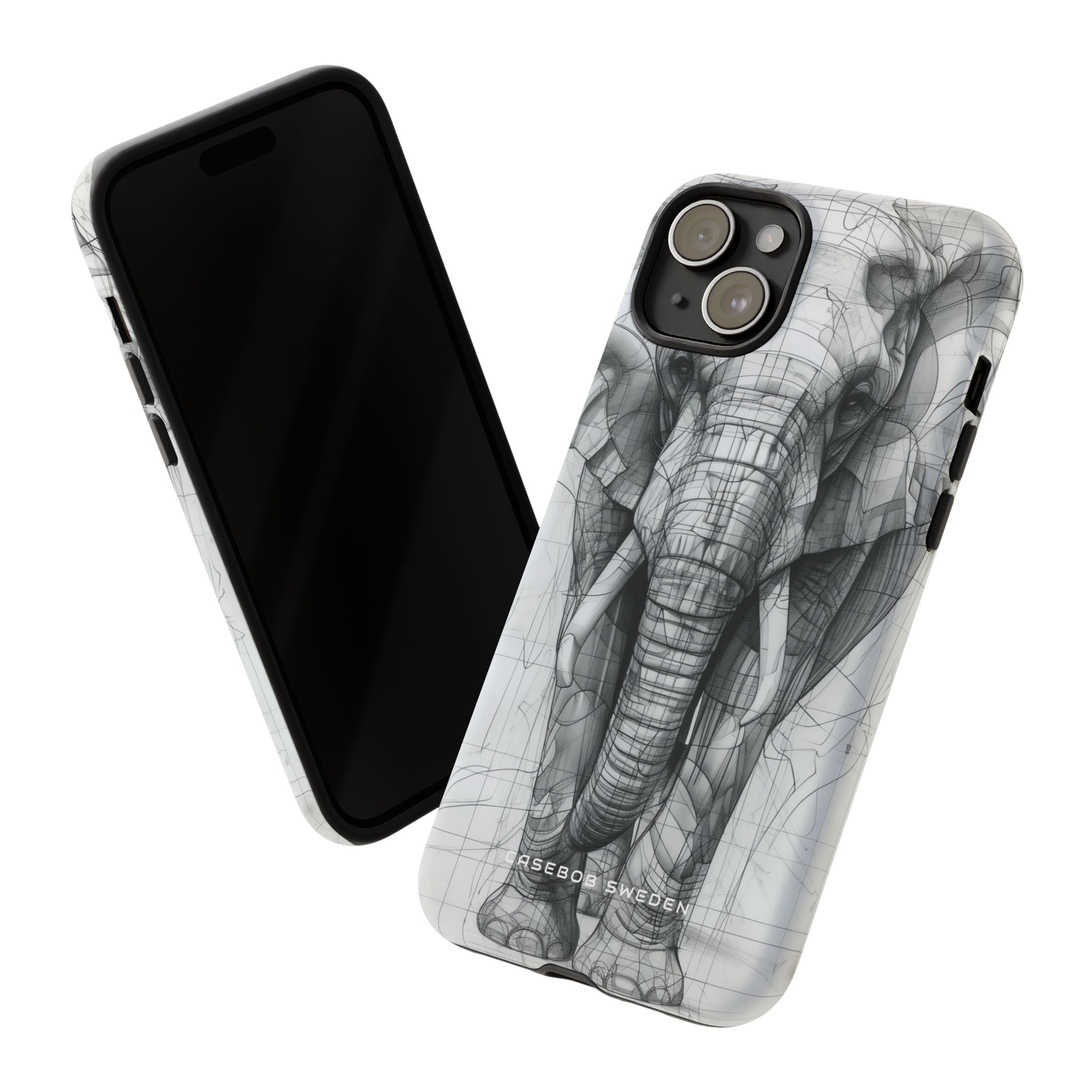 Elephant Line Geometry iPhone 15 - Tough Phone Case