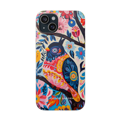 Whimsical Vintage Owl with Floral Charm iPhone 15 - Flexi Phone Case