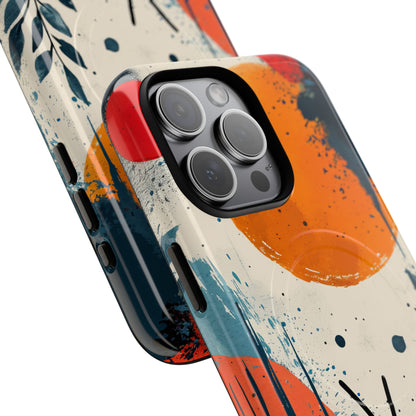 Orange Blue Splash - Tough + MagSafe® iPhone 15 Phone Case