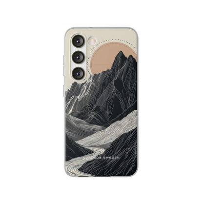 Minimalist Mountain Landscape with Flowing River Samsung S23 - Flexi Phone Case