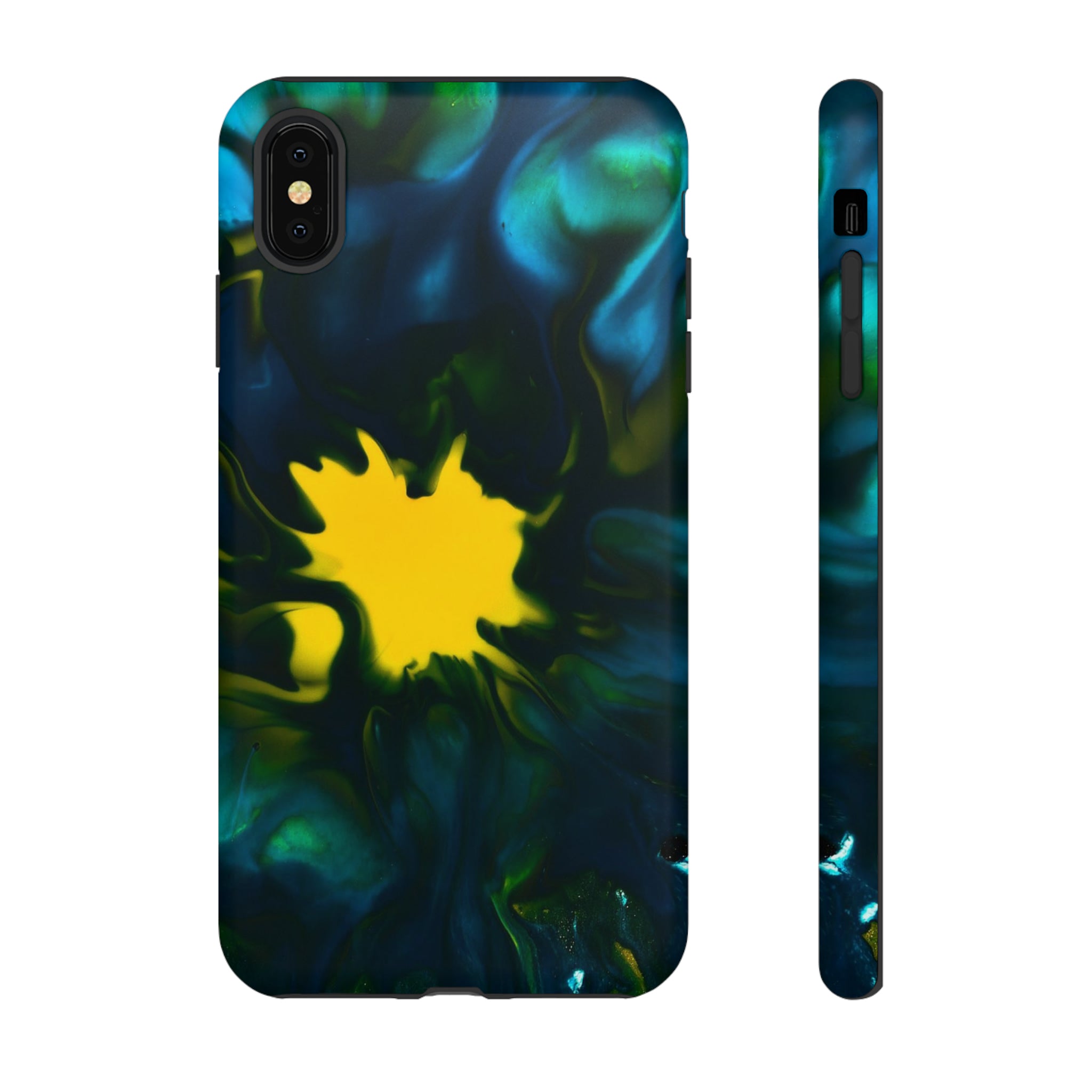 Yellow Spot Ink Art - Protective Phone Case