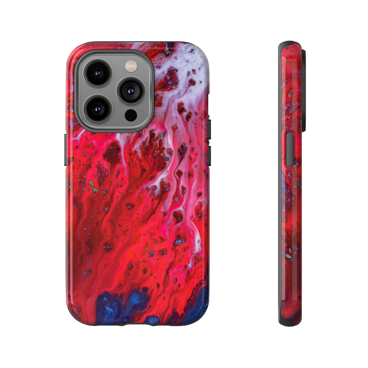 Bright Red Ink Art iPhone Case (Protective) iPhone 14 Pro Glossy Phone Case