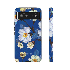 Elegant Flower on Blue iPhone Case | Tough