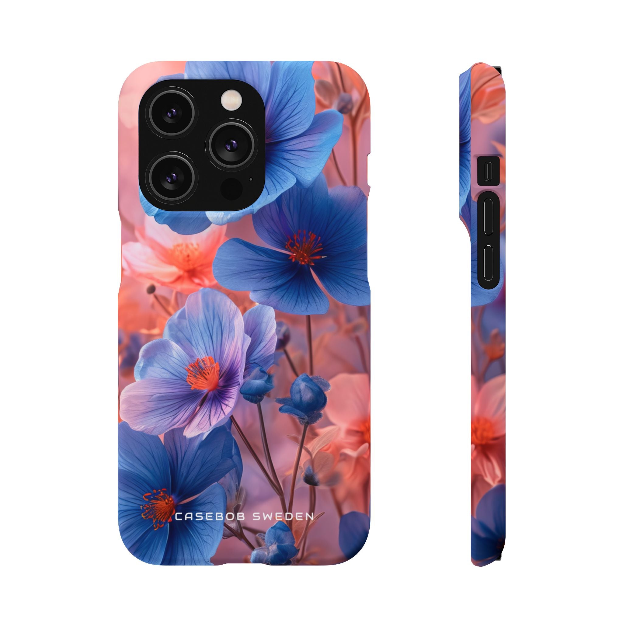 Harmonious Blooming Blues and Pinks iPhone 14 - Slim Phone Case