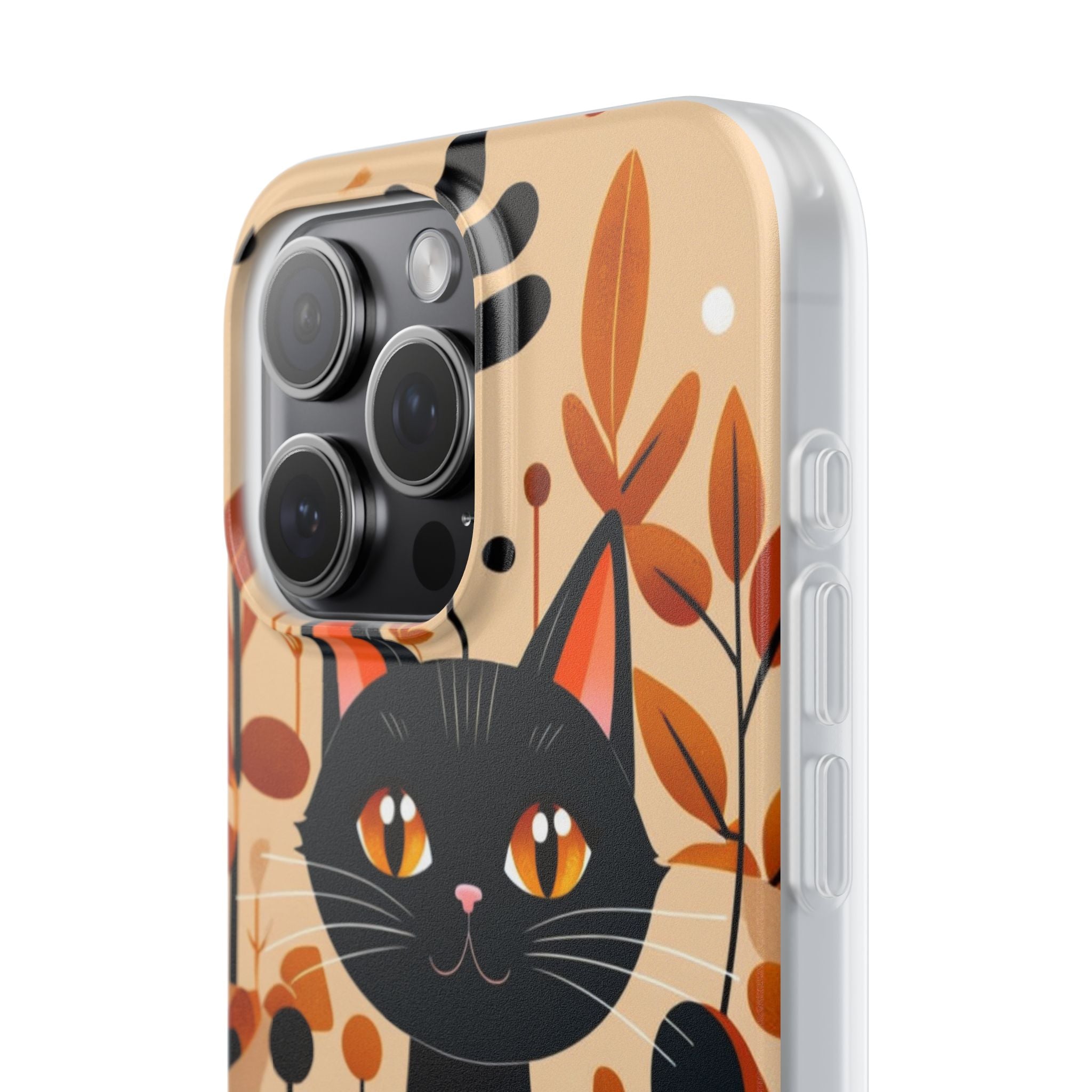 Black Cat Glow iPhone 15 Pro Max Case - Soft