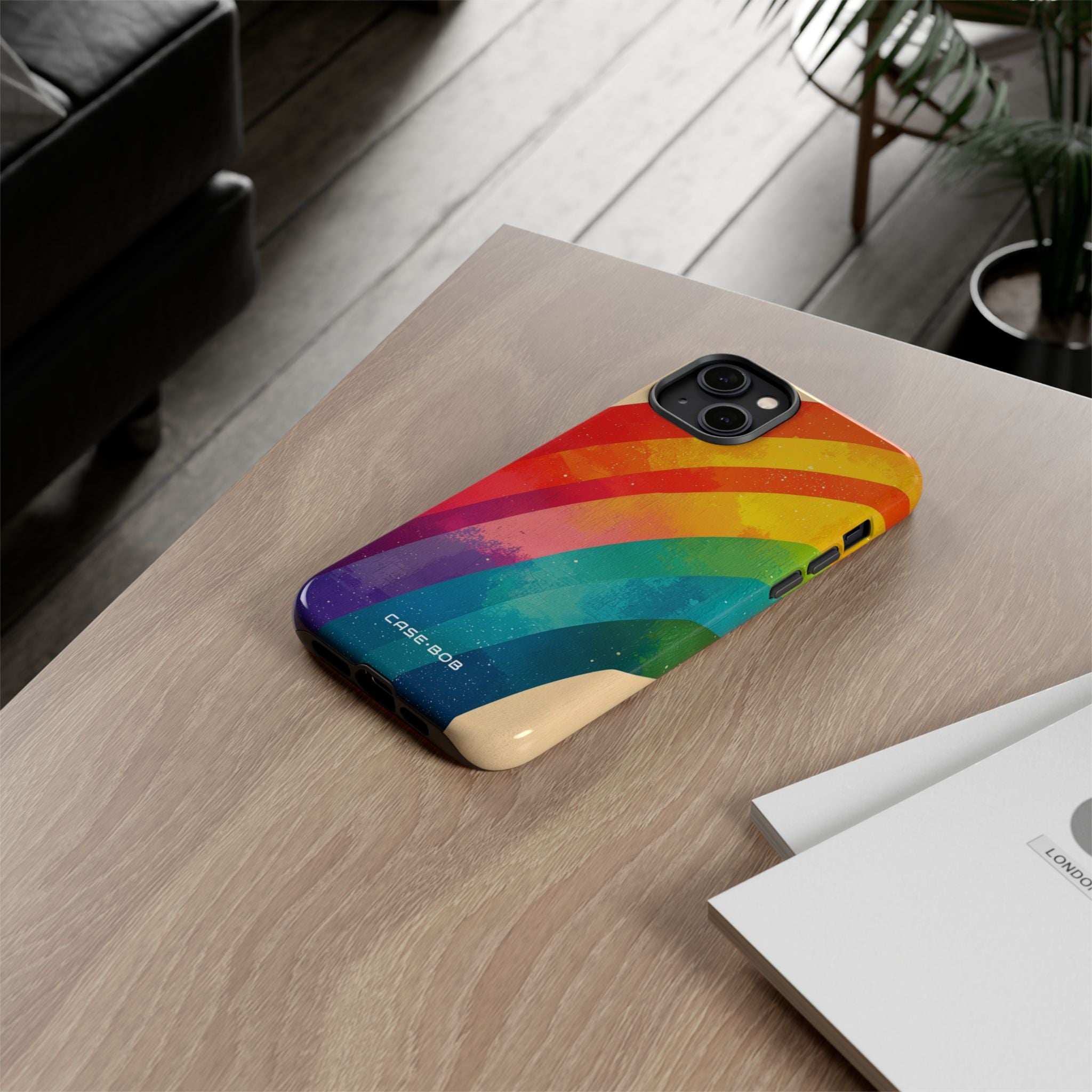 Textured Rainbow Arc iPhone 14 Plus Case - Tough