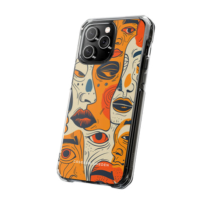 Gradient Face Mosaic iPhone 14 - Clear Impact Phone Case