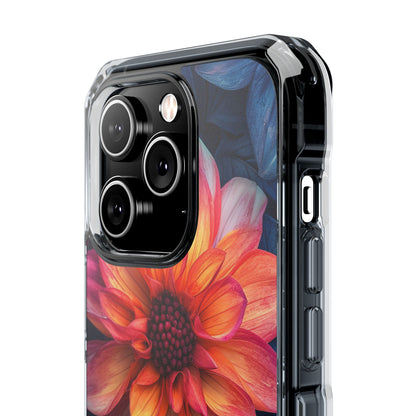 Floral Harmony Orange Blue - Clear Impact iPhone 14 Phone Case