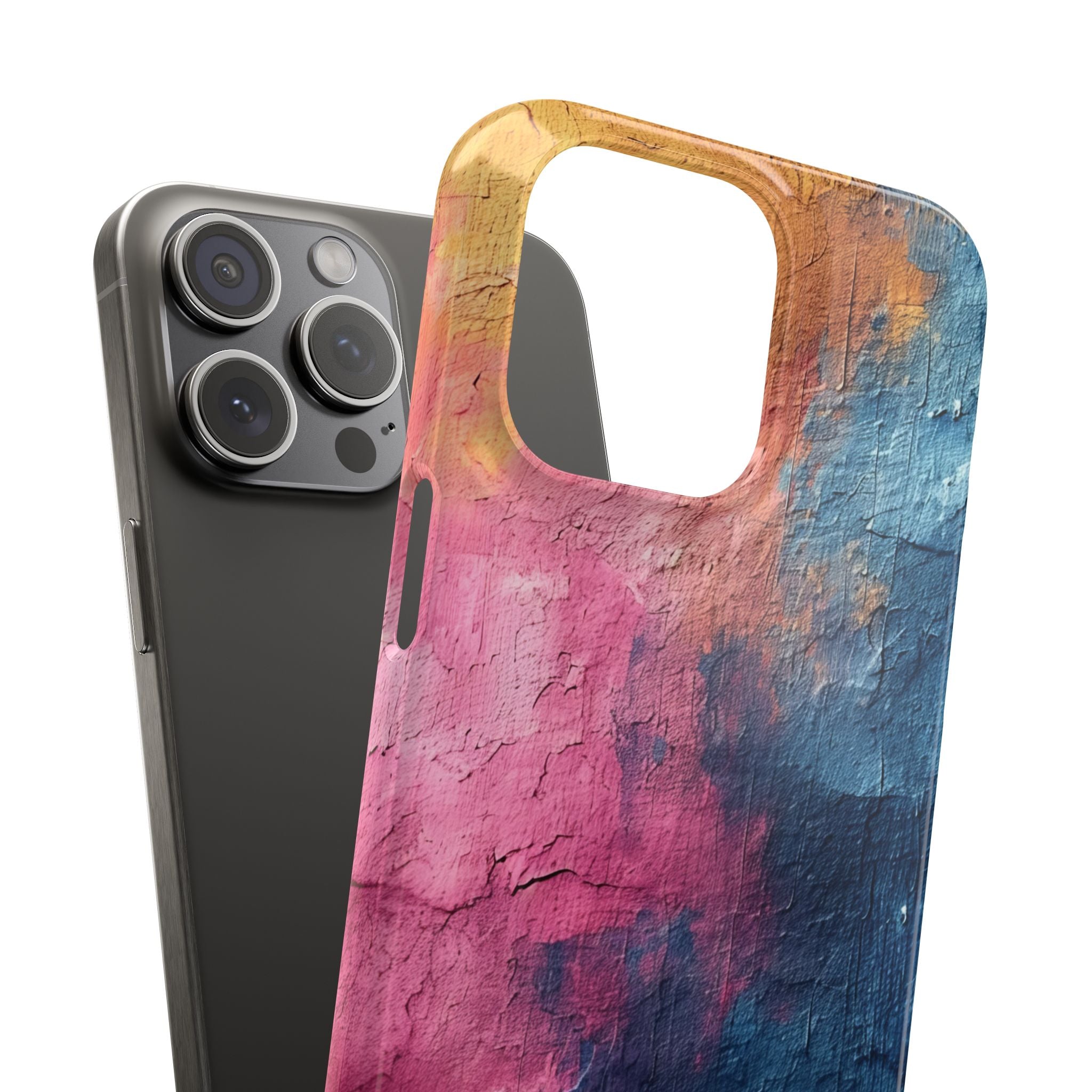 Blue Pink Abstract - Slim iPhone 15 Phone Case