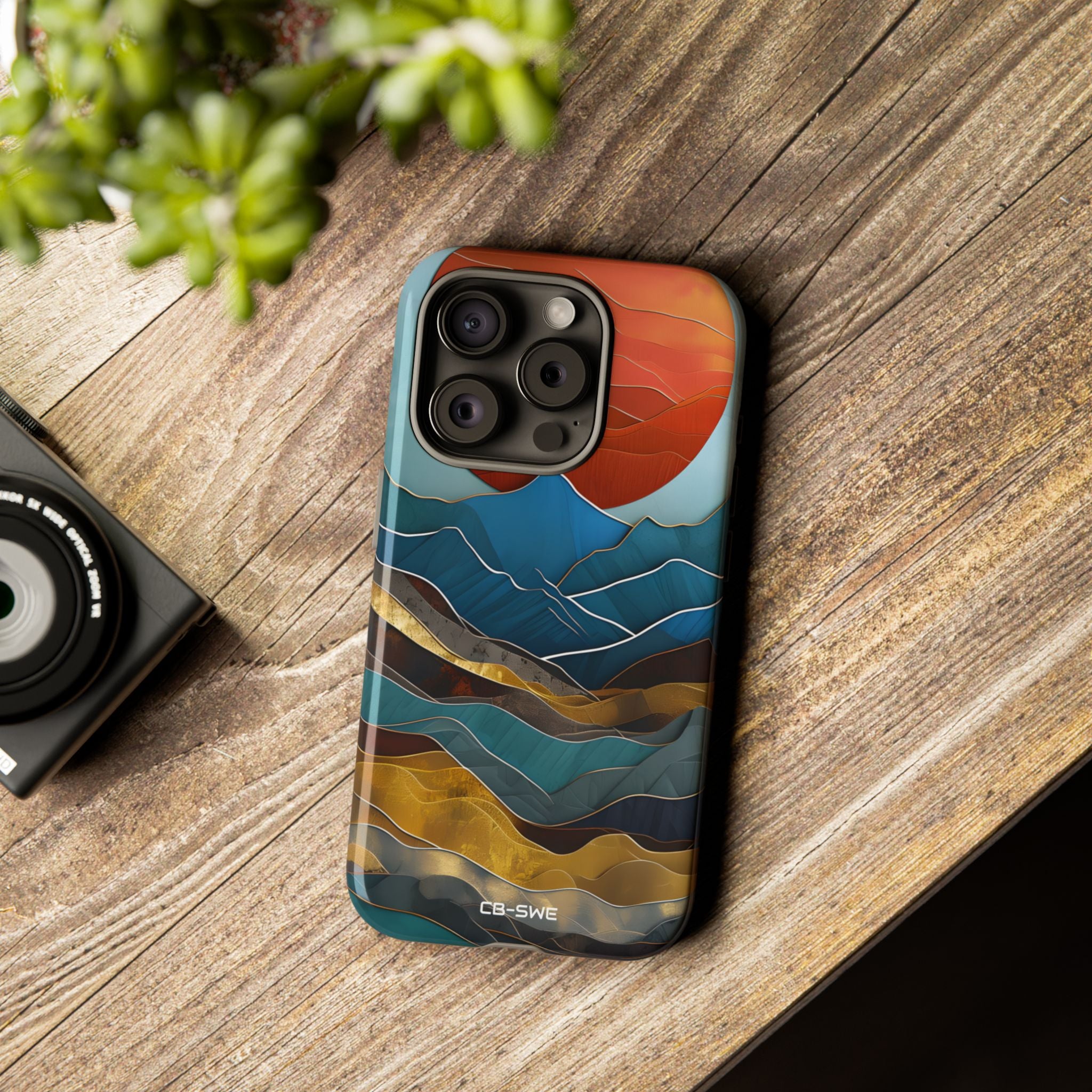 Sunset Geometry Waves - iPhone Case
