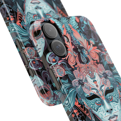 Mystic Teal Coral Mask - Slim iPhone 16 Phone Case