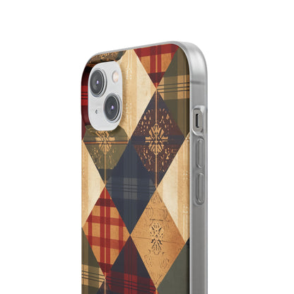 Rustic Geometric Patchwork Harmony iPhone 14 - Flexi Phone Case