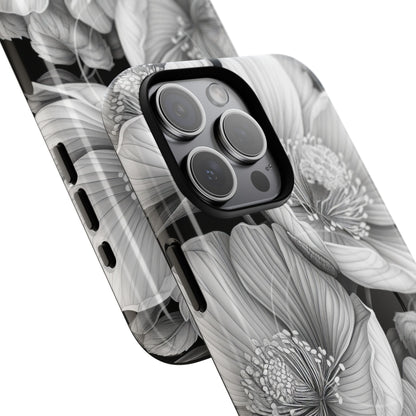 Monochrome Petal Dance iPhone 15 – Robust+