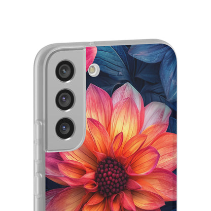 Floral Harmony Orange Blue - Flexi Samsung S22 Phone Case